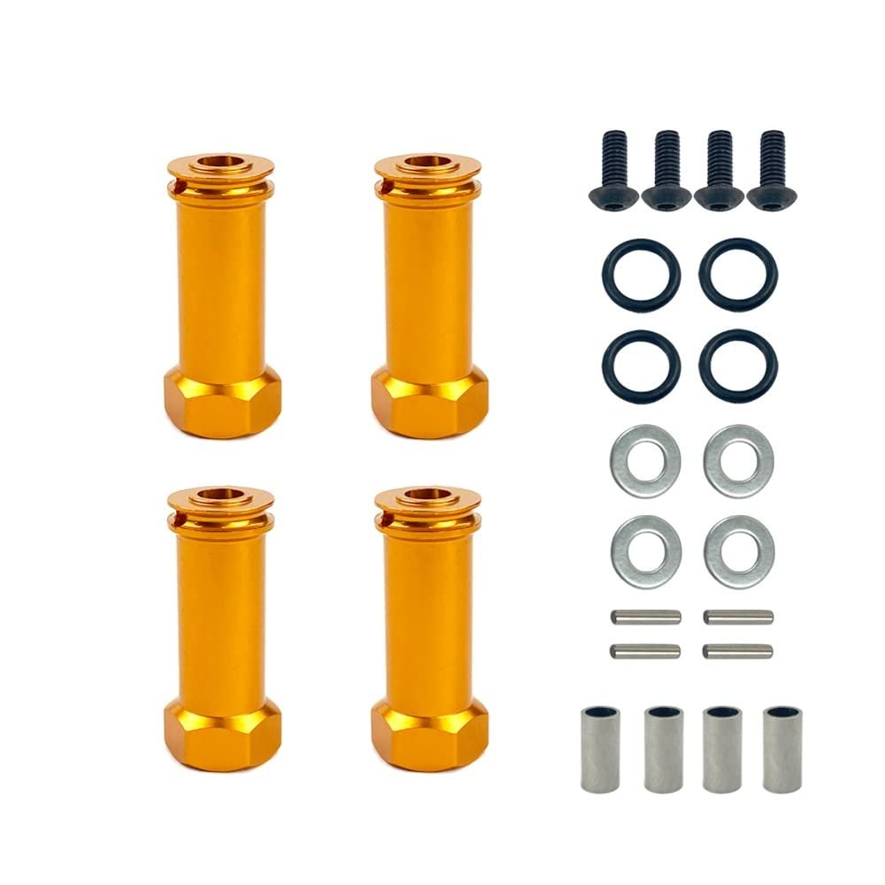 AAPIE 12mm Aluminum Wheel Hex Hub Adapters Long 30mm Adaptor Extension Combiner Coupler RC Car Parts for 1/12 Wltoys 12428 12423 (Color : Golden)