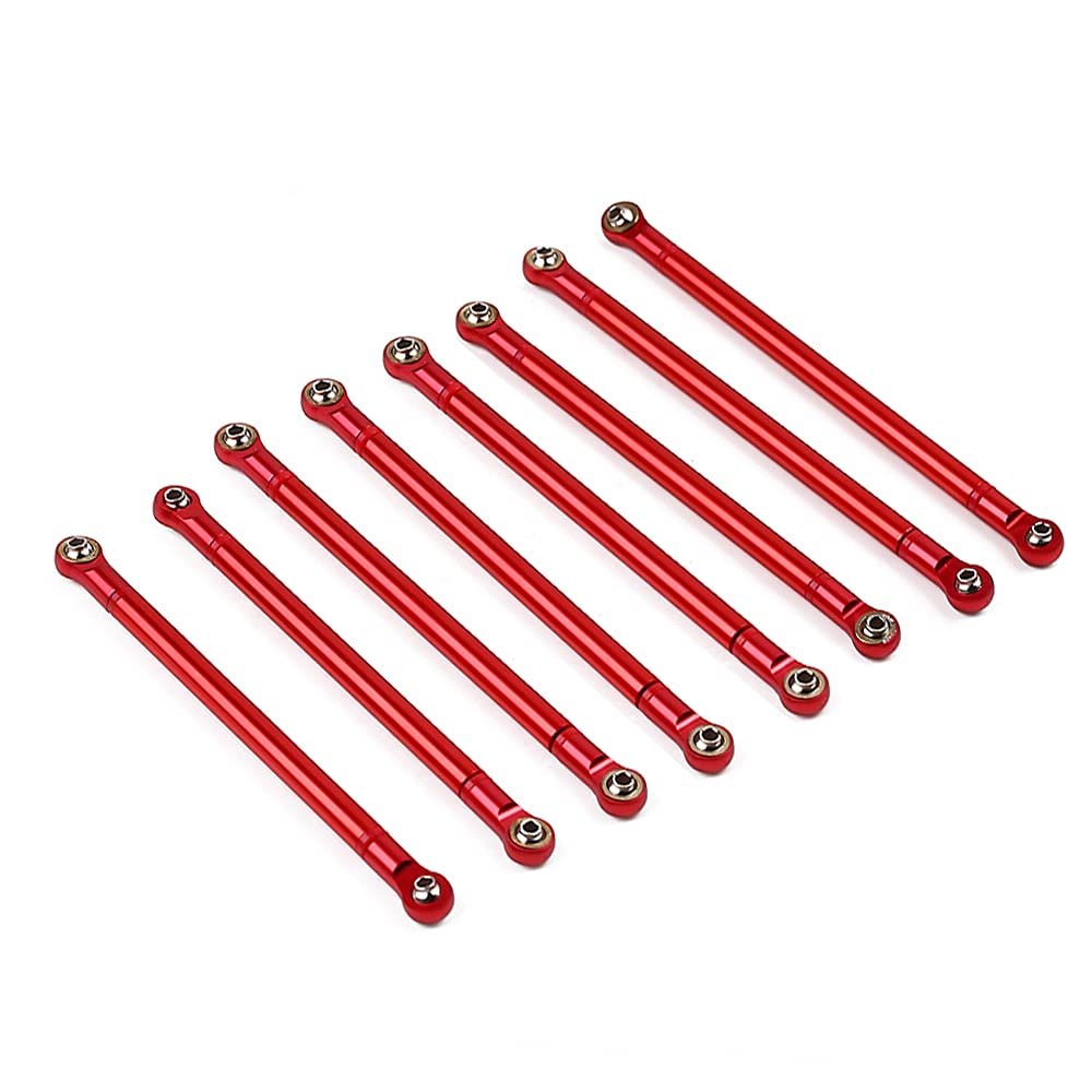 8pcs/lot Aluminum Alloy Link Rod Unassembled Kit 313MM Wheelbase for 1/10 RC Car Crawler Axial SCX10 (Color : 8PCS Red)