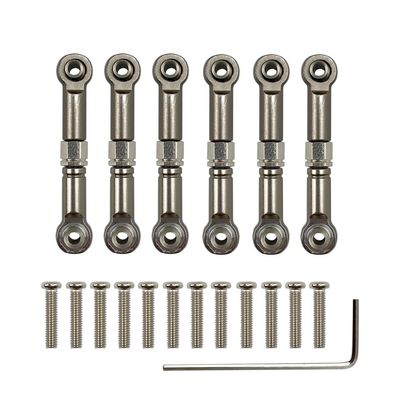 6Pcs Adjustable for Wltoys 1/18 A949 A959 A969 A979 K929 Aluminum Upgrade Spare Parts Metal Linkage Pull Rod Servo Link A959-B (Color : Titanium)