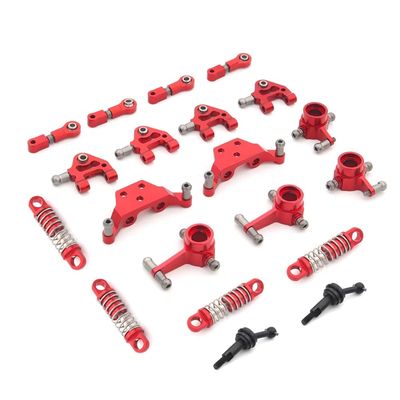 Wltoys P929 P939 K979 K989 K999 K969 1/28 Metal Shock Absorber Steering Cup Swing Arm Full Set RC Car Upgraded Parts (Color : Red)