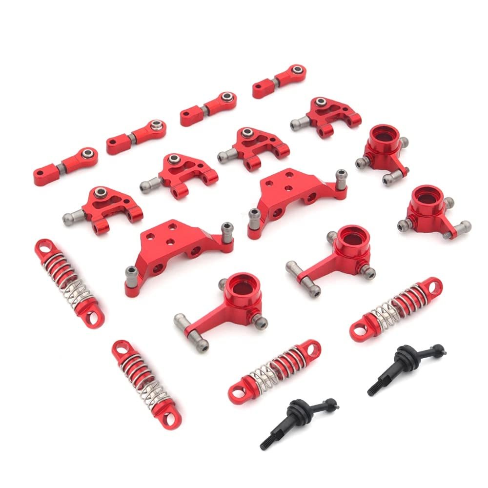 Wltoys P929 P939 K979 K989 K999 K969 1/28 Metal Shock Absorber Steering Cup Swing Arm Full Set RC Car Upgraded Parts (Color : Red)