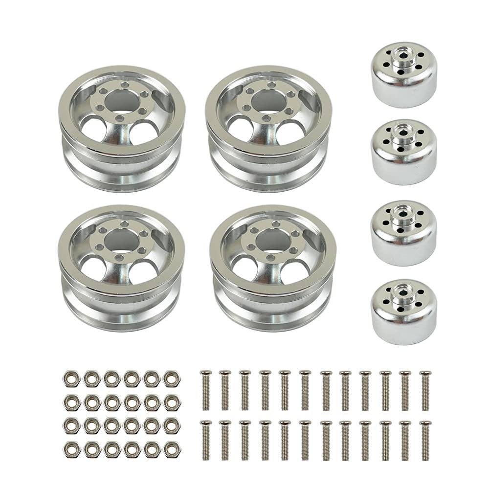 Upgrade Metal Wheel Rim Kit Wheel Hub for WPL B1 B-1 B14 B-14 B16 B-16 B24 B-24 C14 C-14 B36 with Screws RC Truck RC Car Parts (Color : Silver)