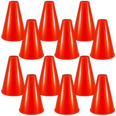 Woanger 12 Pieces Cheer Megaphone for Party Favors Sports Cheers Party Noisemaker DIY Plastic Megaphone for Sports Match Mardi Gras Outdoor Activities(Red)