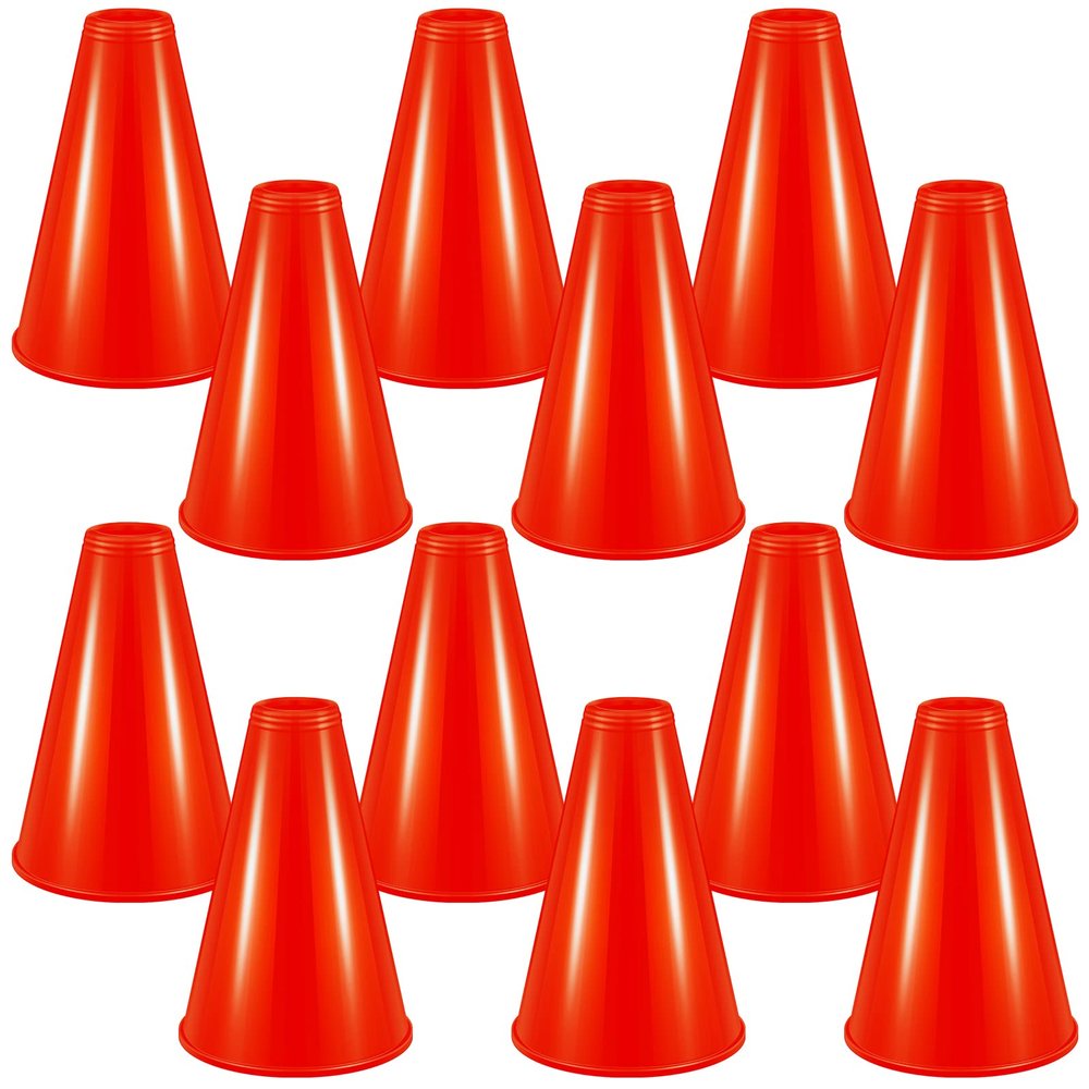 Woanger 12 Pieces Cheer Megaphone for Party Favors Sports Cheers Party Noisemaker DIY Plastic Megaphone for Sports Match Mardi Gras Outdoor Activities(Red)