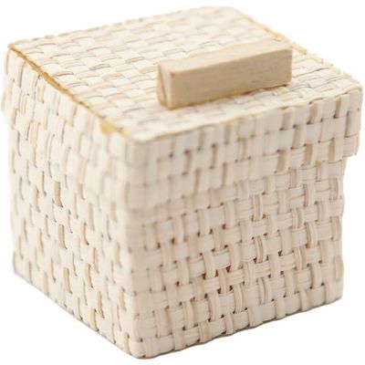 Melody Jane Dolls Houses Dollhouse Square Woven Storage Basket Straw Blanket Chest Bedroom Accessory
