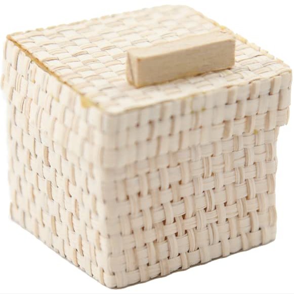 Melody Jane Dolls Houses Dollhouse Square Woven Storage Basket Straw Blanket Chest Bedroom Accessory