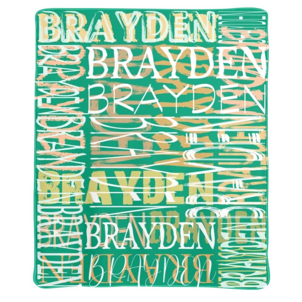 Gypsophila Personalized Name Blanket with Names Custom Blankets Personalized Blankets for Kids Adults 30"40" (Dark Green)