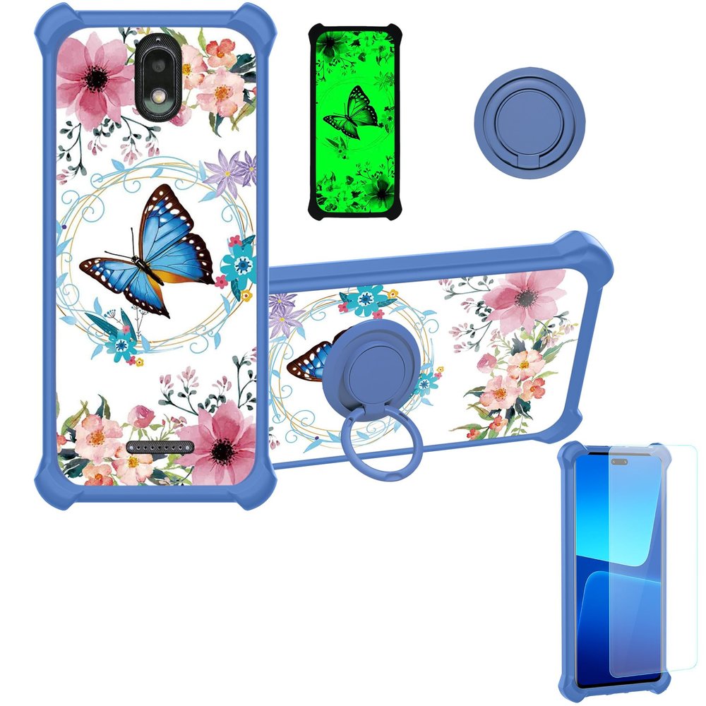 HotPepper Serrano 3 Case Compatible with Hot Pepper Serrano 3 Hpp-L55b Qlink Wireless Phone Case Cover [with Tempered Glass Screen Protector][Hard PC + Soft Silicone][Luminous Effect] YGL-LHD