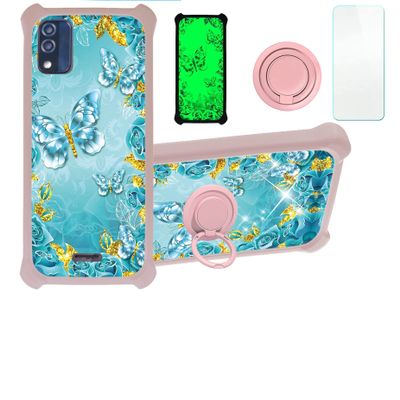 Blu Studio X5 Max 2022 5.7 Inch Case Compatible with Blu Studio X5 Max 2022 5.7 Inch Phone Case Cover [with Tempered Glass Screen Protector][Hard PC + Soft Silicone][Gold Glitter+Luminous] JSF-YHD