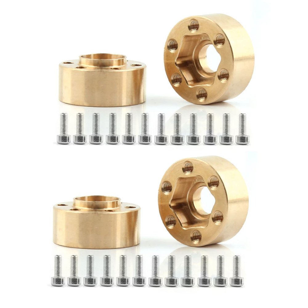 kingsea 4 Pcs Brass Weights 6mm 9mm 12mm 15mm 18mm 22mm Wheel Hex Hubs Brass Adapters Compatible with TRX4 SCX10 1/10 RC Crawler 1.9 2.2 Wheels Hub Rim (9mm)