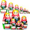 AEVVV Matryoshka Nesting Dolls Set of 7 pcs - Matreshka Doll in Eastern European Costume with Cornflowers - Russian Dolls Nesting Dolls - Babushka Dolls view 1