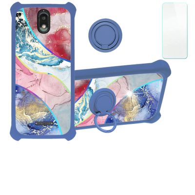 HotPepper Serrano 3 Case Compatible with Hot Pepper Serrano 3 Hpp-L55b Qlink Wireless Phone Case Cover [with Tempered Glass Screen Protector][Hard PC + Soft Silicone][Colorful Reflect Light] IMDL-SSS