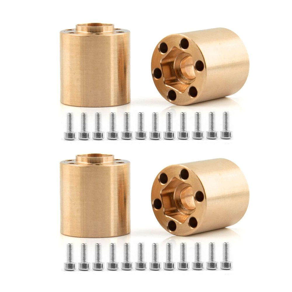 kingsea 4 Pcs Brass Weights 6mm 9mm 12mm 15mm 18mm 22mm Wheel Hex Hubs Brass Adapters Compatible with TRX4 SCX10 1/10 RC Crawler 1.9 2.2 Wheels Hub Rim (22mm)
