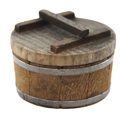 Melody Jane Dolls Houses Dollhouse Rustic Round Tub with Lid Miniature Kitchen Outdoor Accessory 1:12