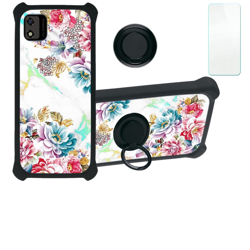 jioeuinly Blu Studio X10l Case Compatible with Blu Studio X10l Phone Case Cover [with Tempered Glass Screen Protector][Hard PC + Soft Silicone][Colorful Reflect Light] IMDH-MDH