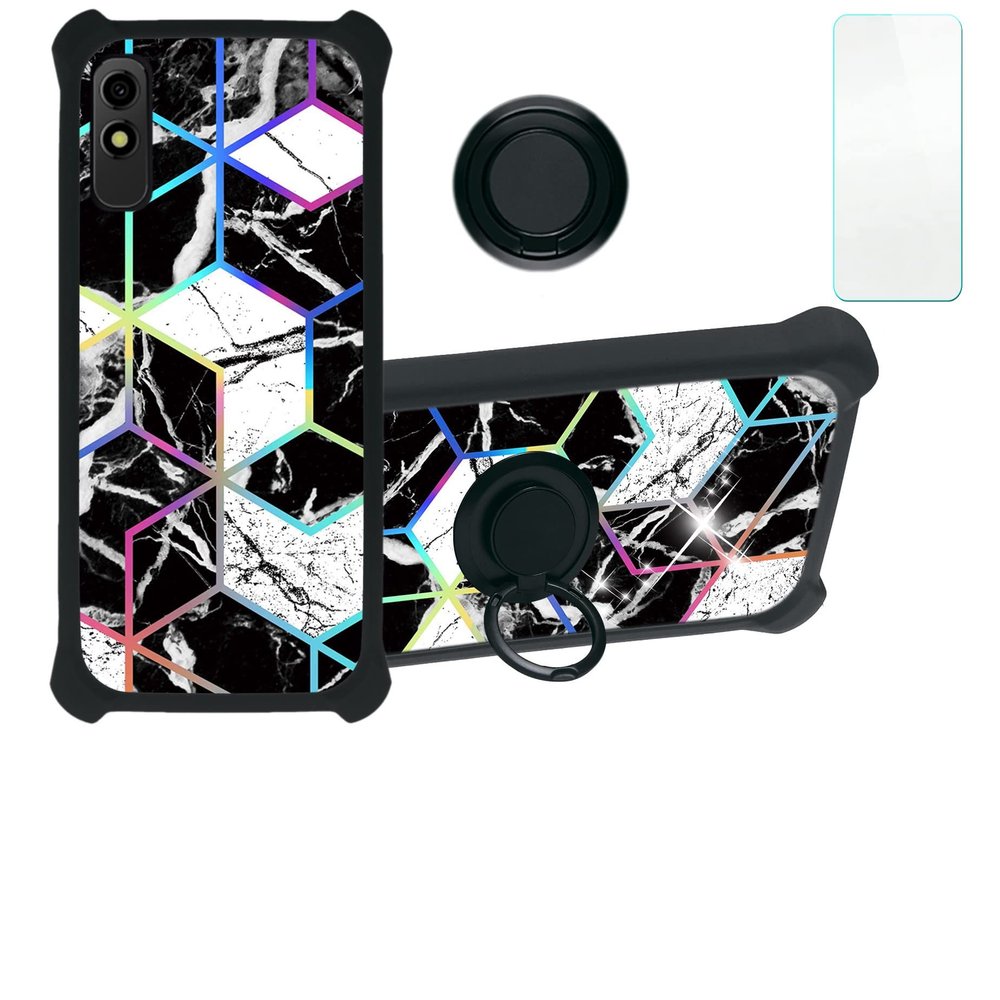 jioeuinly Blu Studio X10 2022 Case Compatible with Blu Studio X10 2022 Phone Case Cover [with Tempered Glass Screen Protector][Hard PC + Soft Silicone][Colorful Reflect Light] IMDH-HS