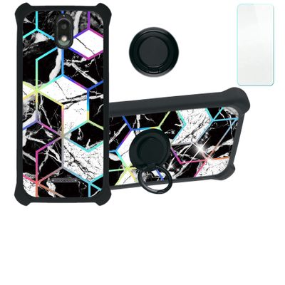 HotPepper Serrano 3 Case Compatible with Hot Pepper Serrano 3 Hpp-L55b Qlink Wireless Phone Case Cover [with Tempered Glass Screen Protector][Hard PC + Soft Silicone][Colorful Reflect Light] IMDH-HS