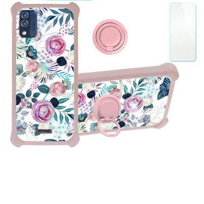 Blu Studio X5 Max 2022 5.7 Inch Case Compatible with Blu Studio X5 Max 2022 5.7 Inch Phone Case Cover [with Tempered Glass Screen Protector][Hard PC + Soft Silicone][Colorful Reflect Light] IMDF-HUA49