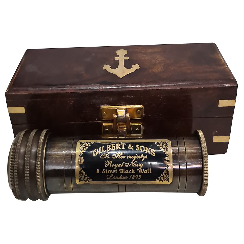 Brass Optical Kaleidoscope  Vintage 3D Mirror Lens Kaleidoscope in Wooden Box, Educational Science Gift, Home Decor & Collectible for Adults