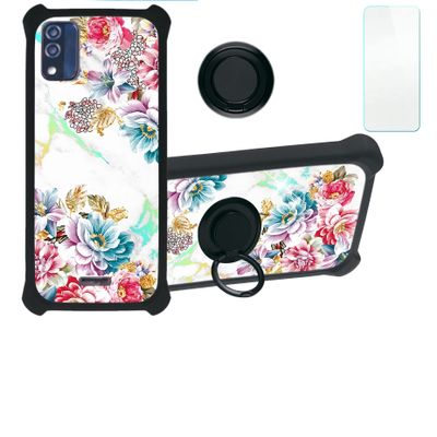 Blu Studio X5 Max 2022 5.7 Inch Case Compatible with Blu Studio X5 Max 2022 5.7 Inch Phone Case Cover [with Tempered Glass Screen Protector][Hard PC + Soft Silicone][Colorful Reflect Light] IMDH-MDH