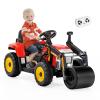 Costzon Ride on Car, 12V Road Roller with Remote Control, Battery Powered Electric Tractor w/Adjustable Drum Roller, LED Lights, Music, USB, Wireless Connection, Electric Car for Kids (Red) view 1