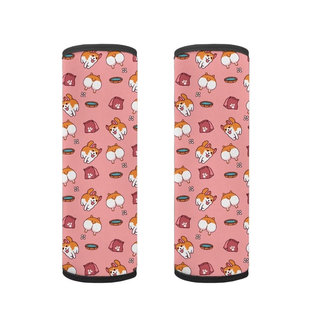 Biyejit Cute Cartoon Corgi Print Kids Car Seat Belt Cover Safety Belt Cushion Neoprene Soft Car Seat Belt Pad Car Seat Shoulder Protector Pillow Belt Cover Pad for Baby Boys Girls