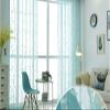 HooHero Natural Style Sheer Curtains Floral Embroidered Rod Pocket Window Treatment Gauze Tulle Draperies for Living Dining Room Nursery Kitchen(1 Panels, W 100 x L 84 inch, Blue) view 4