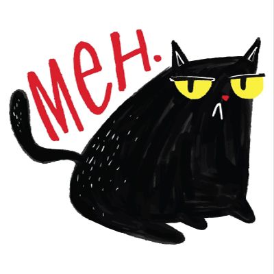 3" Funny Cat Sticker Meh Grumpy Lazy Humor Joke Kitty Meow Attitude