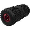 HIRCQOO 5.31''OD Rubber Tires & Wheel Rim 12mm Hex Hub Compatible with Traxxas Rustler HPI HSP Volcano Tamiya Exceed Himoto 1/10 Off-Road Monster Truck,135mmx73mm (Red) view 2