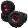 HIRCQOO 5.31''OD Rubber Tires & Wheel Rim 12mm Hex Hub Compatible with Traxxas Rustler HPI HSP Volcano Tamiya Exceed Himoto 1/10 Off-Road Monster Truck,135mmx73mm (Red) view 3