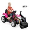 Costzon Ride on Car, 12V Road Roller with Remote Control, Battery Powered Electric Tractor w/Adjustable Drum Roller, LED Lights, Music, USB, Wireless Connection, Electric Car for Kids (Pink) view 1