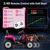 Costzon Ride on Car, 12V Road Roller with Remote Control, Battery Powered Electric Tractor w/Adjustable Drum Roller, LED Lights, Music, USB, Wireless Connection, Electric Car for Kids (Pink) view 4