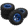 HIRCQOO 4.72''OD Rubber Tires & Wheel Rim 12mm Hex Hub Compatible with RedCat Volcano Traxxas Rustler HPI HSP Tamiya Exceed Himoto 1/10 Off-Road Monster Truck,120mmx56mm (Blue) view 1