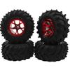 HIRCQOO 4.72''OD Rubber Tires & Wheel Rim 12mm Hex Hub Compatible with RedCat Volcano Traxxas Rustler HPI HSP Tamiya Exceed Himoto 1/10 Off-Road Monster Truck,120mmx56mm (Red) view 1