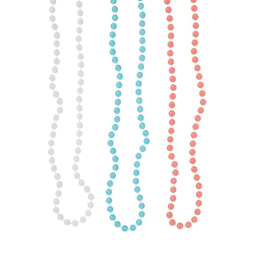 Fun Express Glow-in-the-Dark Patriotic Beaded Necklaces - 48 Pieces