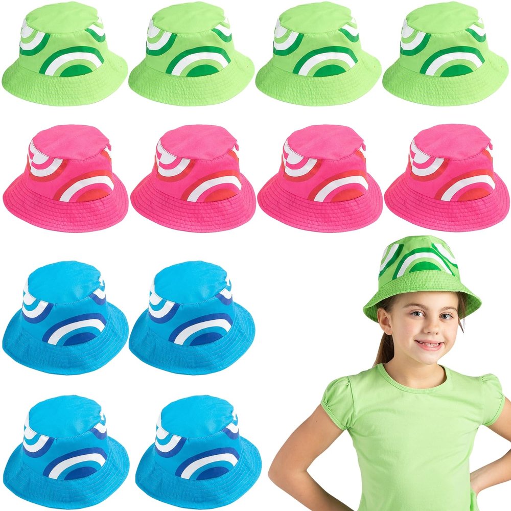 Fun Express Kids Swirl Two-Tone Bucket Hats - 12 Pieces