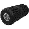 HIRCQOO 5.31''OD Rubber Tires & Wheel Rim 12mm Hex Hub Compatible with Traxxas Rustler HPI HSP Volcano Tamiya Exceed Himoto 1/10 Off-Road Monster Truck,135mmx73mm (Silver) view 2