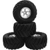 HIRCQOO 5.31''OD Rubber Tires & Wheel Rim 12mm Hex Hub Compatible with Traxxas Rustler HPI HSP Volcano Tamiya Exceed Himoto 1/10 Off-Road Monster Truck,135mmx73mm (Silver) view 4