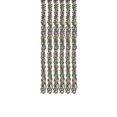 Mardi Gras Twisted Plastic Beads - 12 Pieces - 34 Inch
