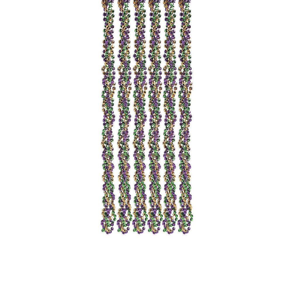 Mardi Gras Twisted Plastic Beads - 12 Pieces - 34 Inch