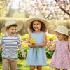 Kids Spring Flower Sun Hats - 6 Pieces Brown view 4