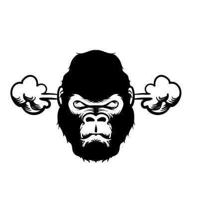 3 Ape Head Blowing Steam Sticker Angry Top Jungle Zoo Animal Gorilla Primates