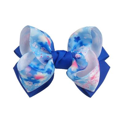 ROWAGY Cute Baby Girl Ribbon Bows Hair Clips 4 inch Double Layer Rainbow Hair Bows for Toddler Teen Little Girls Kids Bowknot Hairpins