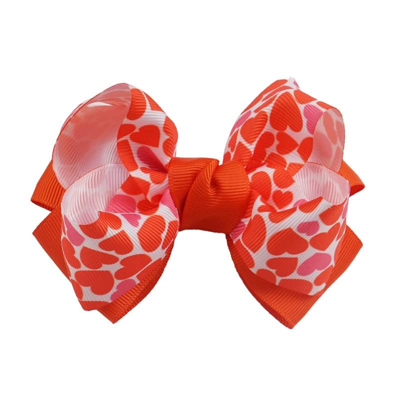 ROWAGY Cute Baby Girl Ribbon Bows Hair Clips 4 inch Double Layer Rainbow Hair Bows for Toddler Teen Little Girls Kids Bowknot Hairpins
