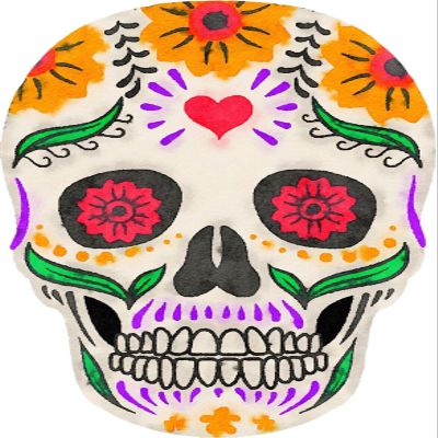 3 Sticker Cool Dead Zombie Sugar Skull Flower Color Heart Smile