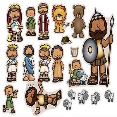 Story Time Felts David & Goliath & King Saul Harp Felt Figures for Bible Flannel Felt Board Stories