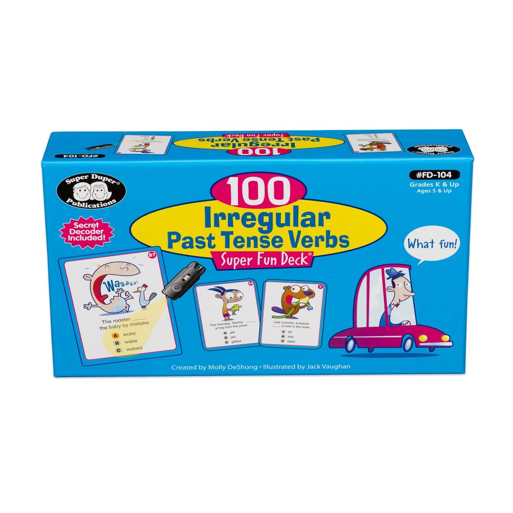 Super Duper Publications | 100 Irregular Past Tense Verbs Super Fun Deck Flash Cards | Educational Learning Resource for Children