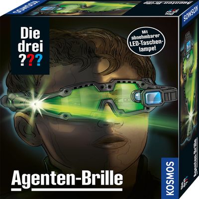 Die drei ??? Kosmos Agent Glasses Built-in Double LED Night Light Up Visor Prefold with Search Lens and Magnifying Lens Detective Toy Role Play