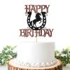 Helewilk Horseshoe & Horse Happy Birthday Cake Topper, Horse Racing Theme Party Decoration for Boys Girls Men Women, Kids Birthday Party Decoration Supplies view 1