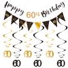 60th Birthday Decoration Kit, Happy 60th Birthday Banner Bunting Swirls Streamers, Triangle Flag Banner for Birthday Party Decorations Supplies Black and Gold 60th view 1